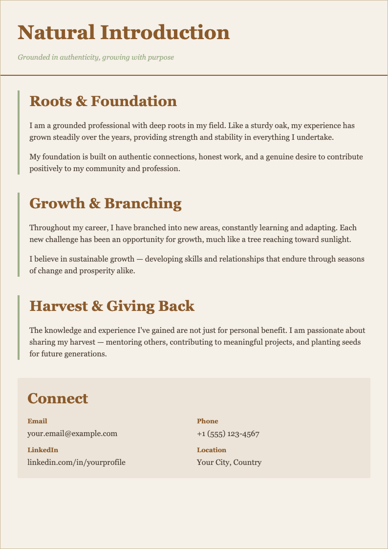 Earth tone natural self introduction